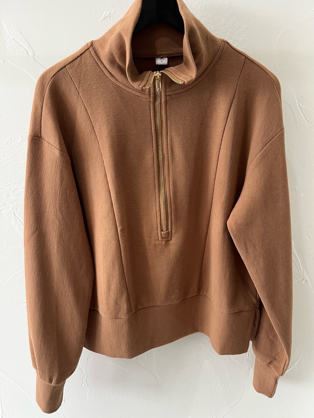ANRABESS Women’s Half-Zip Funnel Neck Sweater - Brown / Copper